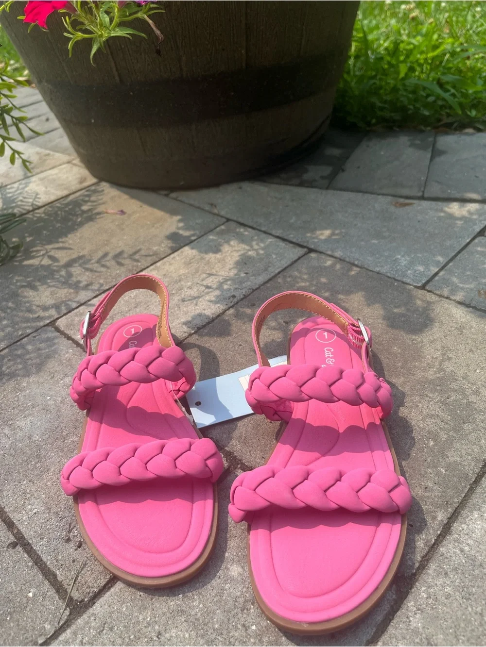 Cat & Jack Braided Double-Strap Pink Kids Sandals